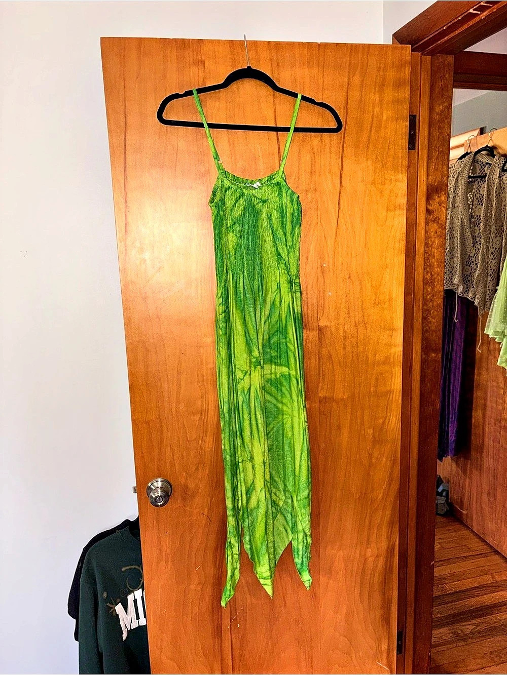 Peaceful People Tie-Dye Fairy Sarong Dress Green Maxi - Fits small to medium
